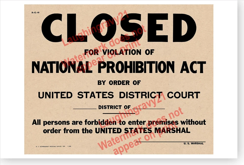 Speakeasy Closed For Violation Of National Prohibition Act Retro Poster - Image 1 of 1