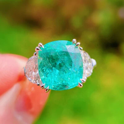 New Adjustable Neon Blue Tourmaline Gemstone Fashion Women Charm Silver Rings - Image 1 of 4