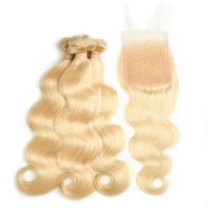  613 Blonde Remy Hair Body Wave 1 Bundle 100g/Bundle or 3 Bundles With Closure  - Picture 1 of 64