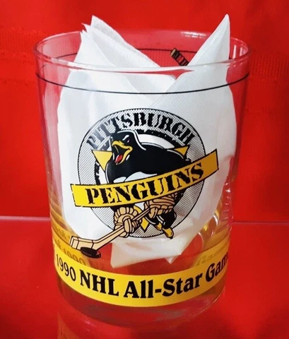 Pittsburgh Penguins 1990 All-Star Game Glass - NHL *Rare* - Mario Lemieux MVP Cover