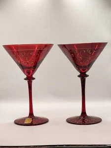 Royal Danube Rubinrot mit Goldwirbeln Martini Kristall Gläser 2er Set - Bild 1 von 8