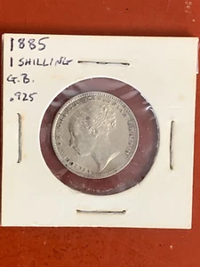 1885 GREAT BRITAIN ONE SHILLING .925 SILVER Victoria High Grade - Overdate "18" - Picture 1 of 3