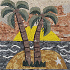 Palmiers coucher de soleil île tropicale décoration maison marbre mosaïque