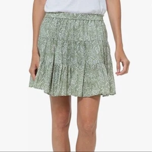 Michael Kors Green Paisley Print A-Line Mini Skirt Flowy Cotton Petite XL NEW - Bild 1 von 6