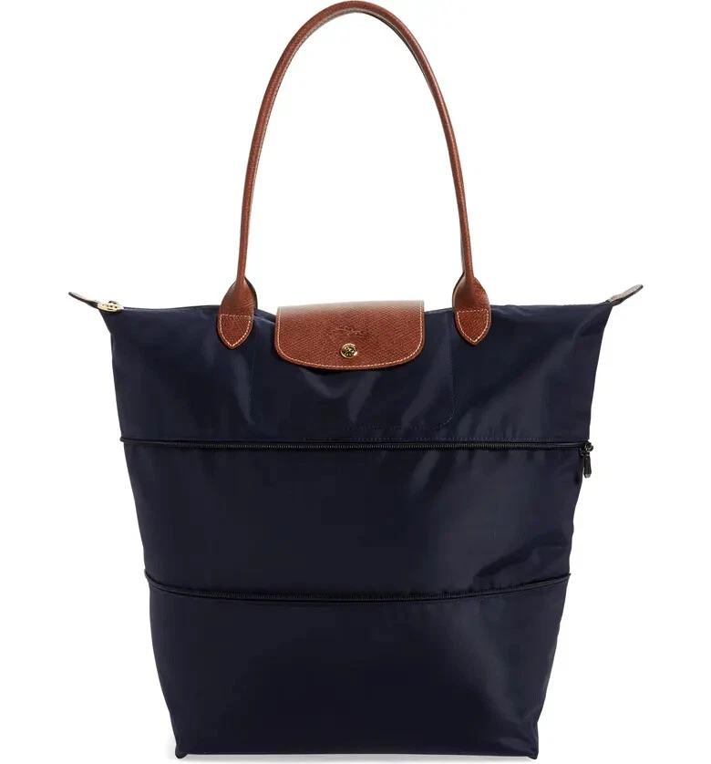 Longchamp Le Pliage Large Nylon Expandable Tote Marine