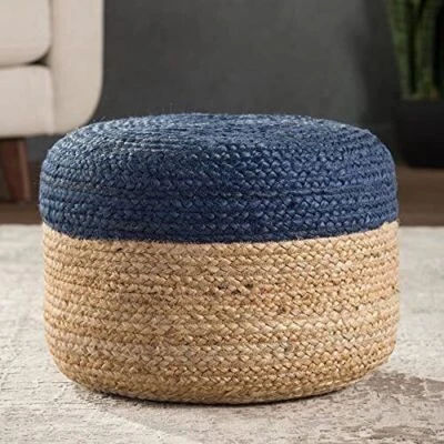 Pouf Cover Living Room Decor Multi-Color Natural Jute Ottoman Foot Stool Cover - Image 1 of 4