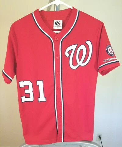 Washington Nationals MLB Classic Red Max Scherzer #31 Youth XL Jersey Cover