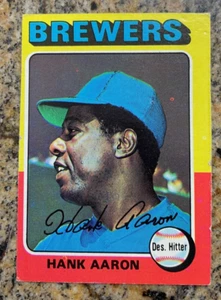 1975 Topps #660 Hank Aaron Baseball Card Milwaukee Brewers DH - Picture 1 of 1