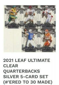 #1/30 Leaf Ultimate Quarterback Clear Silver 5-card set Trevor Lawrence + 4 more - Picture 1 of 1
