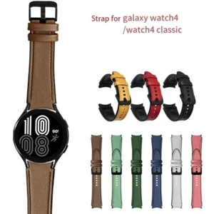 Silicone+Leather Strap Watch Band Samsung Galaxy Watch 4 40 44mm/Classic 42 46mm - Picture 1 of 12