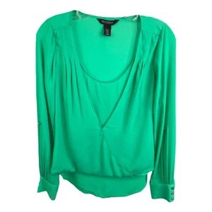 White House Black Market Damen Julep Surplice Bluse 2 Langarm Grün Gr. 0 - Bild 1 von 12