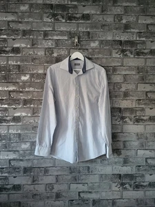 Jaeger Mens Shirt 15.5 Collar Blue White Stripe Cotton Long Sleeve Regular Fit - Picture 1 of 9