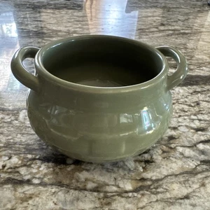 Longaberger Pottery small Soup Tureen bowl Woven Traditions Heirloom Green - Picture 1 of 5