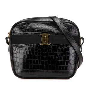 Salvatore Ferragamo Vara Croco embossed shoulder bag AF-21 6677 Women 【Used】 - Picture 1 of 11