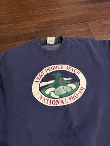 Vintage 90s Pebble Beach Golf Pro-Am Crewneck Sweatshirt Mens Large Navy Blue - Bild 1 von 6
