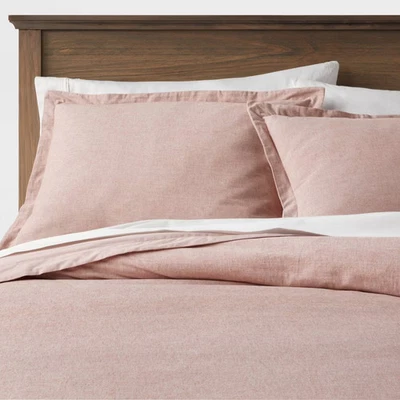 Threshold Duvet Set Cotton Linen Chambray Soft Fabric Blend, Terracotta, King - Image 1 of 4