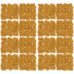 Cabezas de flores de rosa artificial, mini flores de imitación tono dorado 0,8 pulgadas-1 pulgada 288 piezas - Imagen 1 de 6