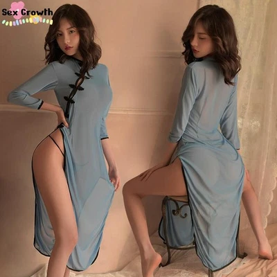 Womens Sexy Lingerie Chinese Student Cosplay Costumes Hanfu Cheongsam Sleepwear - Image 1 of 4