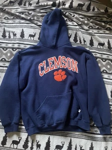 Clemson Tigers Hoodie Mens Large NCAA Football Sweatshirt Russell Athletic Pull - Picture 1 of 6