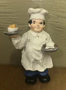 Holz Koch Mütze Koch hängend Weihnachtsschmuck Figur Essen Kochen Bäckerei 5,5" - Bild 1 von 4