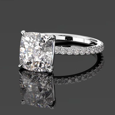 3.50 Ct D VS1 Cushion Cut Diamond Ring Lab Grown Diamond IGI Certified Platinum - Image 1 of 4