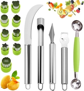 14PCS Fruit Carving Tools Set, Stainless Steel Melon Baller Scoop Set - Picture 1 of 6