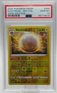 2020 Pokemon Schwert & Schild Vivid Voltage #046 Elektrode Reverse Foil PSA 10 GEM - Bild 1 von 2