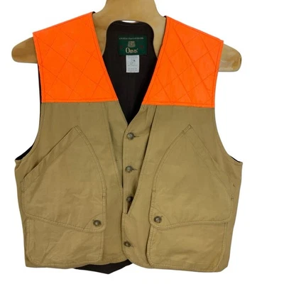 ORVIS Blaze Orange Panels Game Bird Pheasant Back Pouch Hunting VEST Mens XL - Image 1 of 4