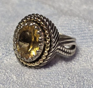 PRG Sterling Silver & 14K Gold Citrine Ring Size 7 - Picture 1 of 5