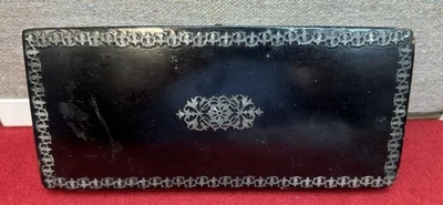 Caja de lápices seccionada negra y plateada Alemania Estate Find Foto 1 de 4