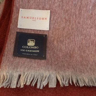 COLOMBO Scarf  Ice Cashmere Italy Fringe Luxury Samuelson 2 Tone Reversible - Image 1 of 4