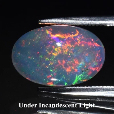 💎 2.67ct 12x8mm Oval Cabochon Natural White Opal - Opalescence, Africa Gemstone - Image 1 of 4