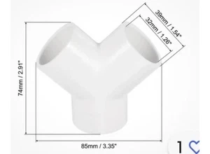 32mm PVC Pipe Fittings 3 Way Y Shape Water Joint Connectors Adapters-3 Pack NEW - Picture 1 of 3