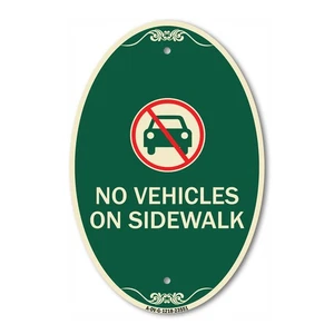 SignMission Designer Series Sign - No Vehicles on Sidewalk 12" x 18" Metal Sign - Picture 1 of 4