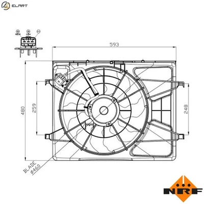 FAN ENGINE COOLING 47958 FOR G4FA 1.4L G4FC 1.6L 4cyl - Image 1 of 4