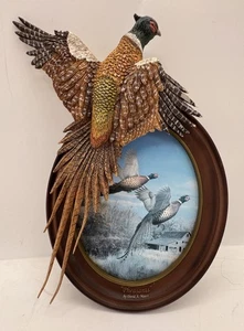 Bradford Exchange Fasane 3D Wandrelief David Maass Upland Vögel Skulptur - Bild 1 von 11