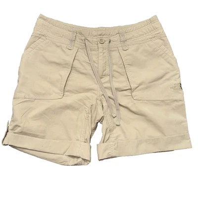 The North Face Shorts Womens' 4 Beige Tan Roll Up Hiking Drawstring Nylon *READ* - Image 1 of 4