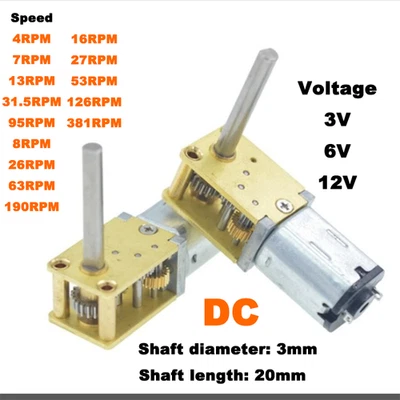 1218-N20 DC 3V 6V 12V Low Speed Mini Worm Gear Motor Full Metal Gearbox Robot - Bild 1 von 4