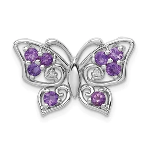 Scivolo catena diamantata ametista rodiata argento sterling - Foto 1 di 4