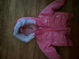 REEBOK HOODED JACKET FAUX FUR TRIM GIRLS 3-4YEARS PINK - Picture 1 of 6