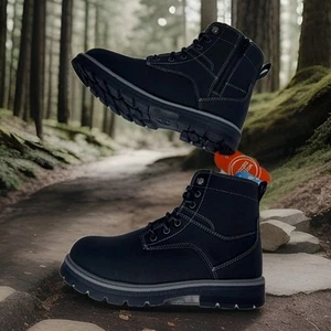 Wonder Nation Tucker Work Boots Boys Youth Size 5 Black Lace Up Side Zip - Picture 1 of 11
