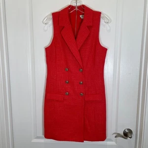 Jason Wu Mini Vest Dress Coral Boucle Tweed Double Breasted Preppy S - Picture 1 of 5