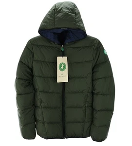 SAVE THE DUCK Unisex grün RECYY wendbare gefütterte Steppjacke mit Kapuze 14 neu mit Etikett - Bild 1 von 5