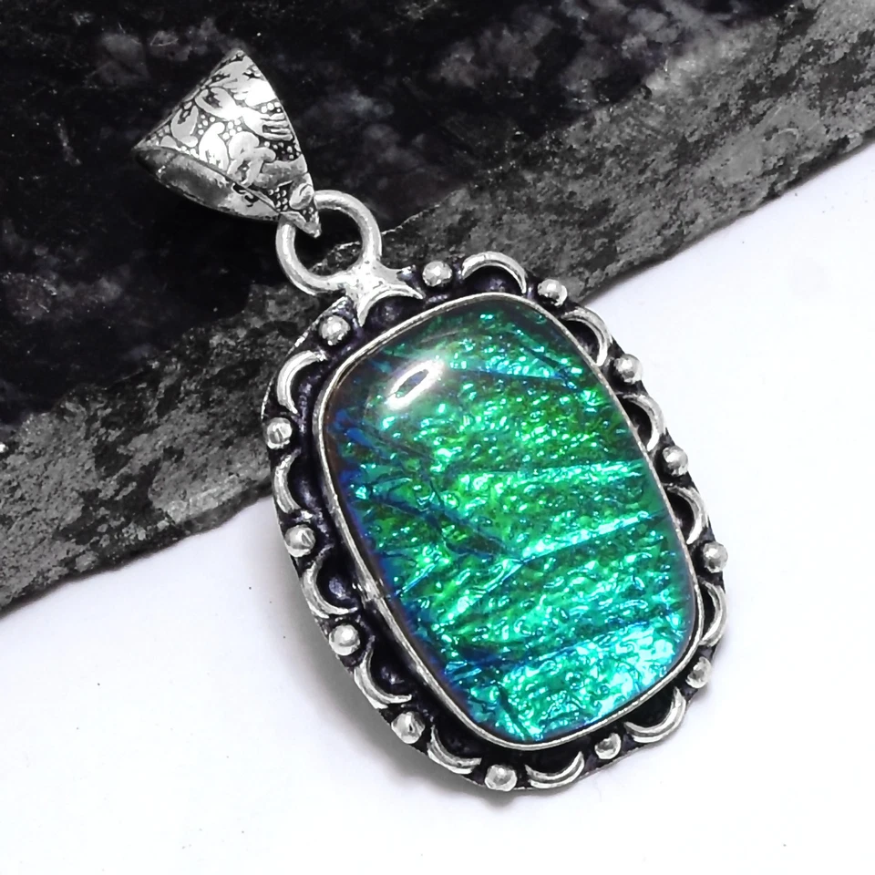 Pingente de presente étnico feito à mão opala fogo triplo joia 1,8" P-565 - Imagem 1 de 1