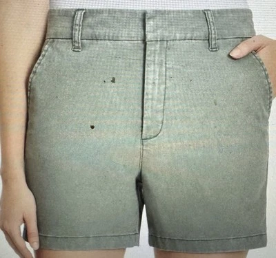Shorts chino Gloria Vanderbilt feminino verde mistura de algodão com zíper tamanho 12 novo sem etiquetas - Imagem 1 de 3