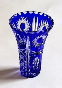 Glasvase, Vase, Blumenvase, Bleichkristall, geschliffen # 3697 - Bild 1 von 5