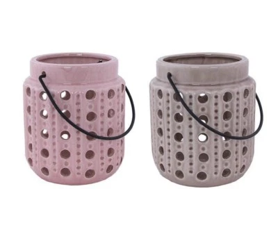 Sommertraum Keramik Windlicht  mit Henkel in verschiedene Pastell  Farben 645124 - Bild 1 von 4