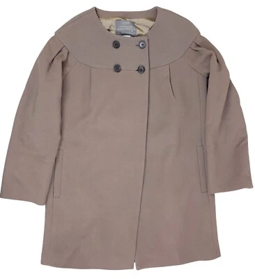 J CREW Doble Tela Mujer Abrigo de Lana Chaqueta Abrigo Taupe Talla 2 Italia Usado en Excelente Condición Foto 1 de 4