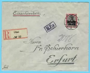 LATVIA 1918, German Occup. Ober Ost. R. Cover LIBAU TO ERFURT Censored UK 5447 - Picture 1 of 2