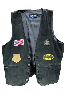 Chaleco Beyond Leather Vintage Para Hombre Cuero Gamuza Negro XL-1 De Una Pieza Foto 1 de 4